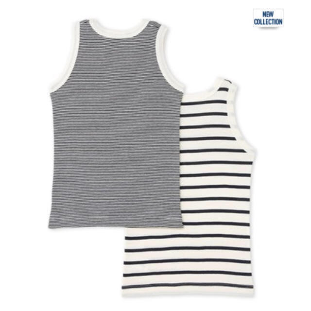 PETIT BATEAU(プチバトー)の4ans【新品・タグ付き】マリニエール＆ミラレタンクトップ２枚組 キッズ/ベビー/マタニティのキッズ服男の子用(90cm~)(下着)の商品写真