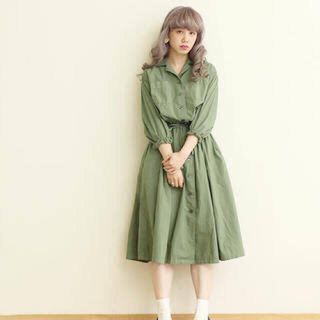 チャイルドウーマン(CHILD WOMAN)のDot & Stripes ロングシャツワンピース(ロングワンピース/マキシワンピース)