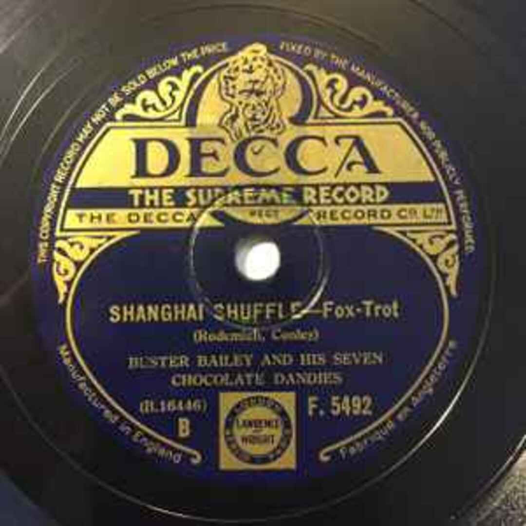英78RPM/SP Buster Bailey And His Seven Chocolate Dandies Call Of The Delta / Shanghai Shuffle F5492 Decca /00500 エンタメ/ホビーのエンタメ その他(その他)の商品写真