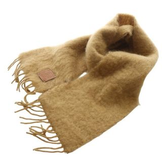 ロエベ(LOEWE)のロエベ スカーフ モヘア&ウール マフラー フリンジ 茶色(マフラー/ショール)
