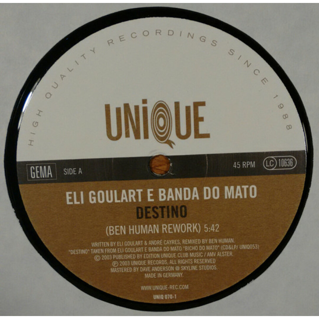 独12" Eli Goulart E Banda Do Mato Destino UNIQ0701 Unique /00250 エンタメ/ホビーのエンタメ その他(その他)の商品写真
