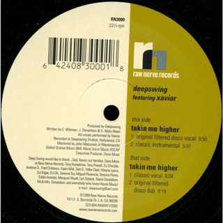 米12” Deep Swing, Xavior Takin Me Higher RN3000 Raw Nerve Records /00250(その他)