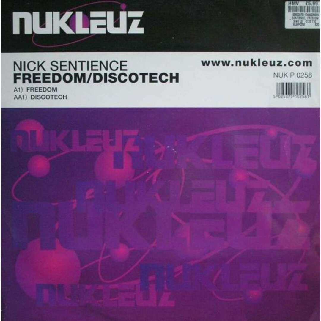 英12" Nick Sentience Freedom / Discotech NUKP0258 Nukleuz /00250 エンタメ/ホビーのエンタメ その他(その他)の商品写真
