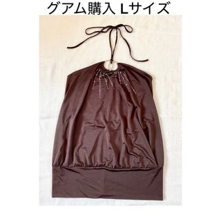 【L】グアム購入　ラインストーンカシュクールホルターネック　インポート(ホルターネック)