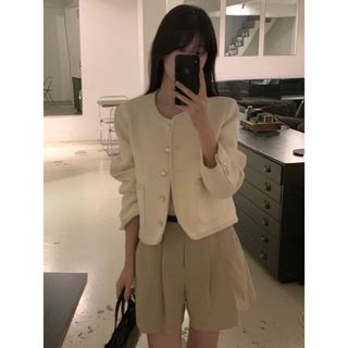 オオトロ(OHOTORO)のLeday ounce riette vergamot ツイードジャケット(ノーカラージャケット)