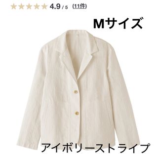 ムジルシリョウヒン(MUJI (無印良品))の無印良品 レディース ヘンプコットンシャツジャケット アイボリーストライプ(テーラードジャケット)