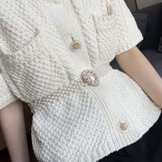 【売れてます】レディース かわいい おしゃれ 真珠 ホワイト ベルト ウエスト(ベルト)