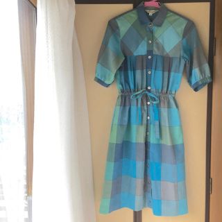 サンタモニカ(Santa Monica)のvintage ○ blue check onepiece(ひざ丈ワンピース)