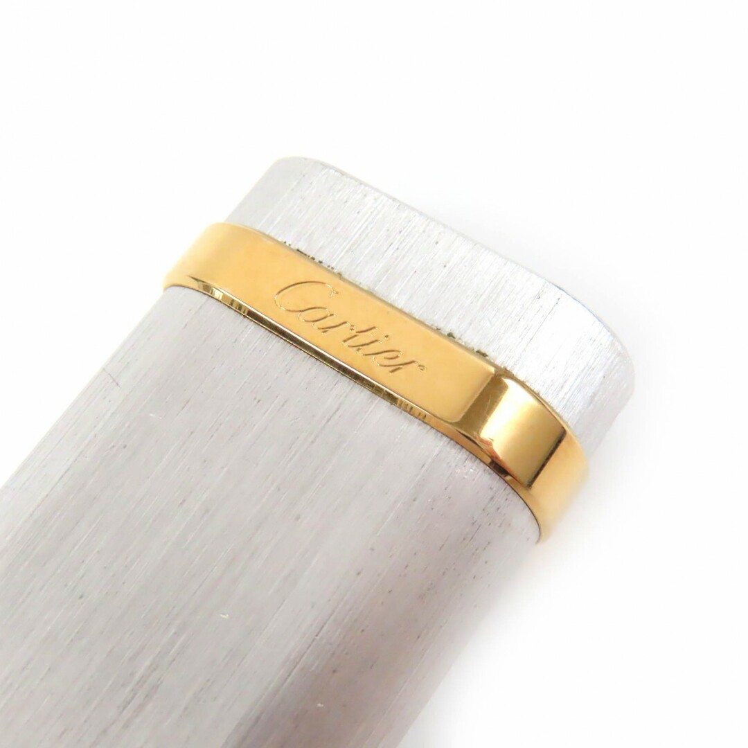 Cartier(カルティエ)の良品△Cartier カルティエ ヘアライン 新型 オーバルショート ロゴ刻印 ローラー式 ガスライター 喫煙グッズ シルバー ゴールド メンズ 着火確認済み メンズのファッション小物(タバコグッズ)の商品写真