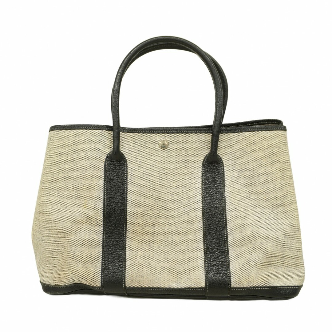 HERMES - ★最終価格【5dd5679】エルメス トートバッグ ガーデンパーティPM トワルアッシュ ブラック シルバー金具 T刻印【中古】レディース