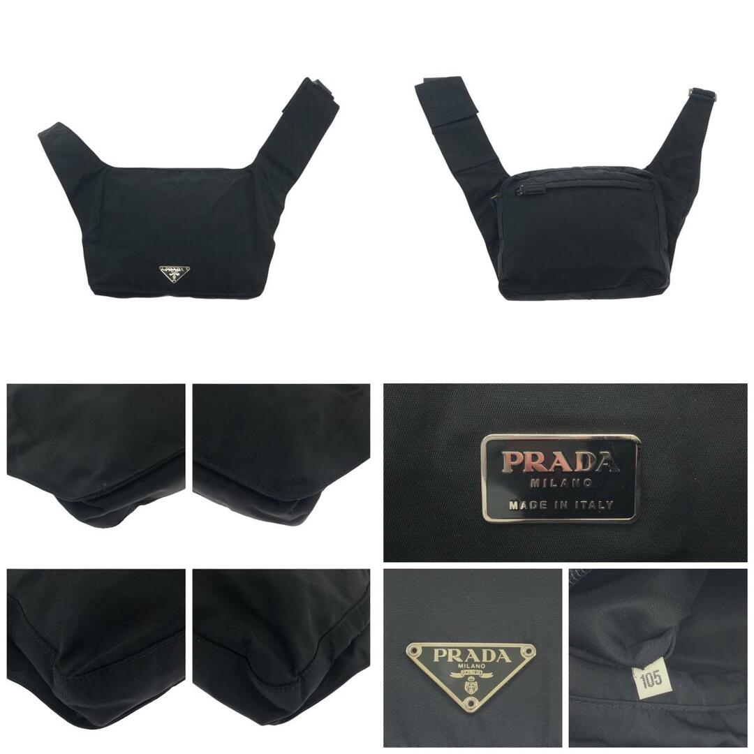 PRADA - PRADA プラダ テスート 三角ロゴプレート ブラック 黒 PRADA - PRADA プラダ テスート 三角ロゴプレート ブラック 黒