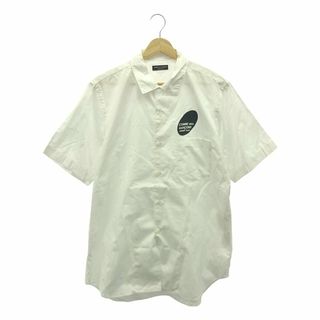 コムデギャルソンオムプリュス(COMME des GARCONS HOMME PLUS)のCOMME des GARCONS HOMME PLUS / コムデギャルソンオムプリュス | 2002SS | ロゴプリント オープンカラー コットン シャツ | ホワイト / ブラック | メンズ(Tシャツ/カットソー(半袖/袖なし))