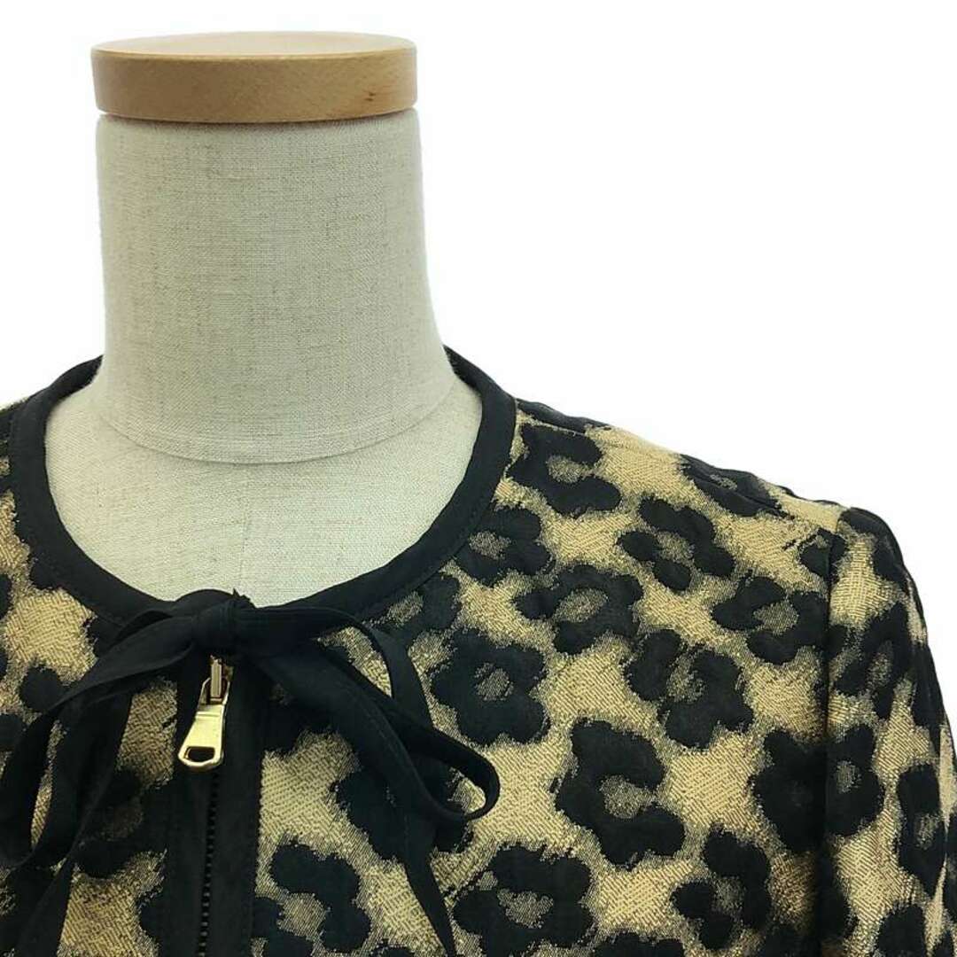 RED VALENTINO / レッドヴァレンティノ | ノーカラー フラワー レオパード ジャケット | 38 | ブラウン/ブラック | レディース レディースのジャケット/アウター(その他)の商品写真