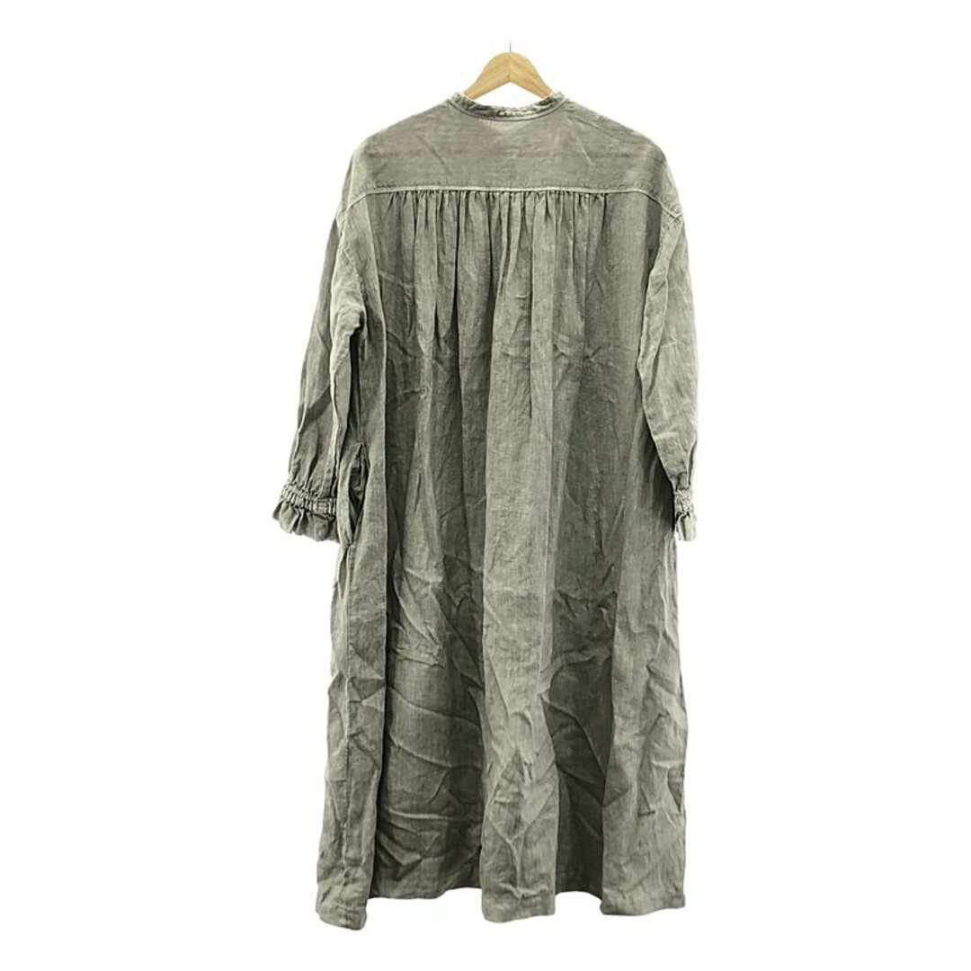 nest Robe(ネストローブ)のnest robe / ネストローブ | リネン バンドカラー ラッフル袖 ワンピース | F | グレー | レディース レディースのワンピース(ロングワンピース/マキシワンピース)の商品写真