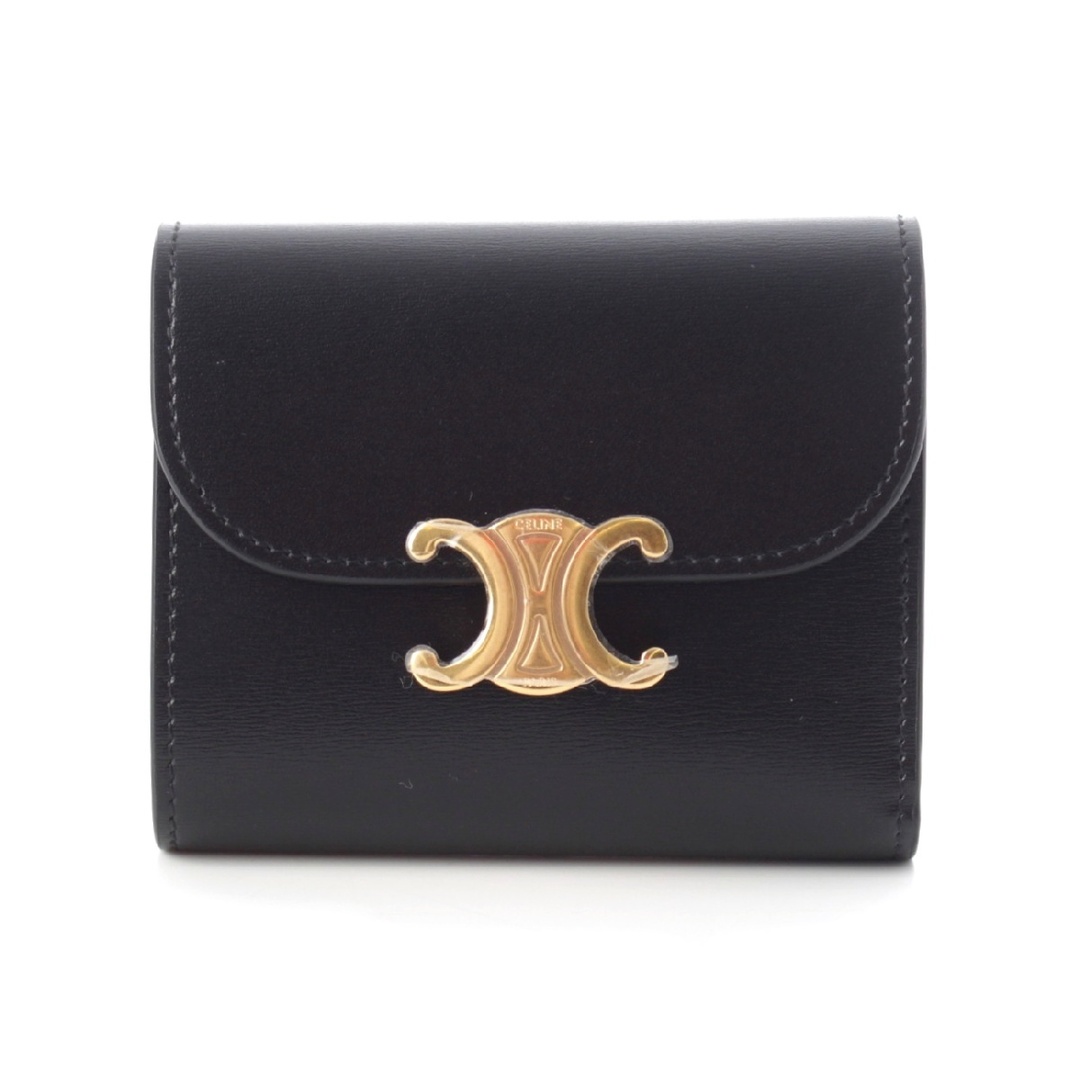 CELINE - セリーヌ レザー トリオンフ スモール 三つ折り財布 CELINE - セリーヌ レザー トリオンフ スモール 三つ折り財布