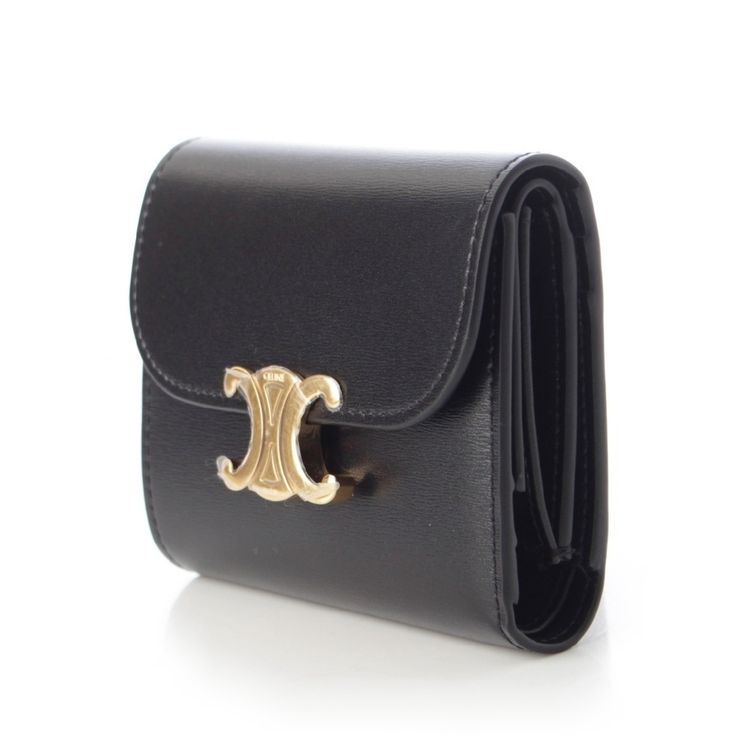 CELINE - セリーヌ レザー トリオンフ スモール 三つ折り財布 CELINE - セリーヌ レザー トリオンフ スモール 三つ折り財布