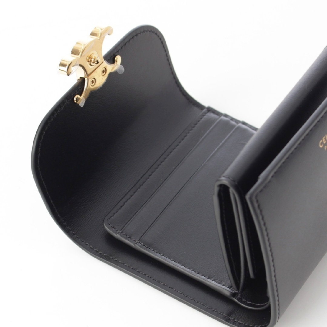 CELINE - セリーヌ レザー トリオンフ スモール 三つ折り財布 CELINE - セリーヌ レザー トリオンフ スモール 三つ折り財布