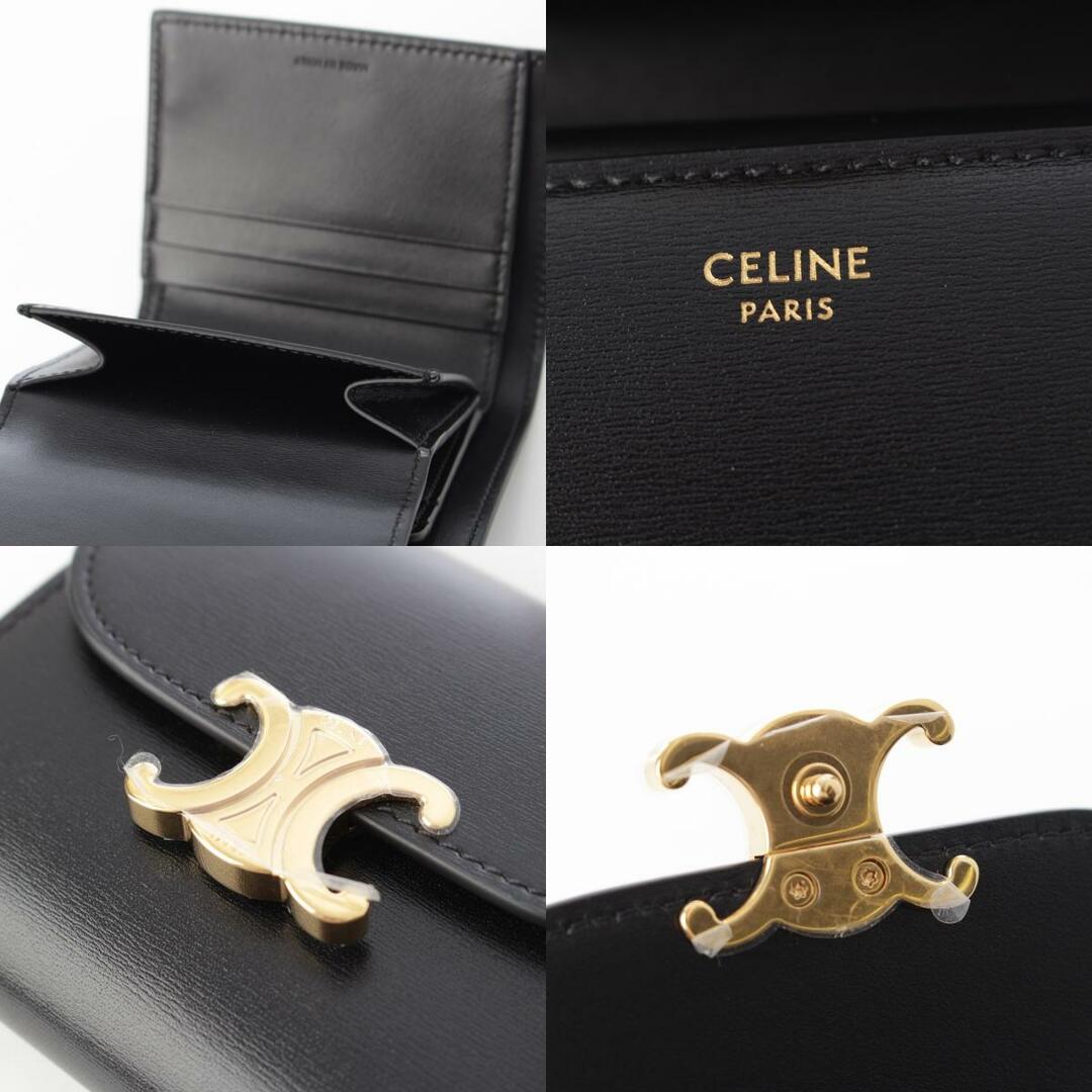 CELINE - セリーヌ レザー トリオンフ スモール 三つ折り財布 CELINE - セリーヌ レザー トリオンフ スモール 三つ折り財布