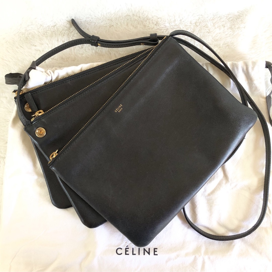 CELINE - セリーヌ ショルダーバッグ トリオ ラージ レザー 斜 CELINE - セリーヌ ショルダーバッグ トリオ ラージ レザー 斜