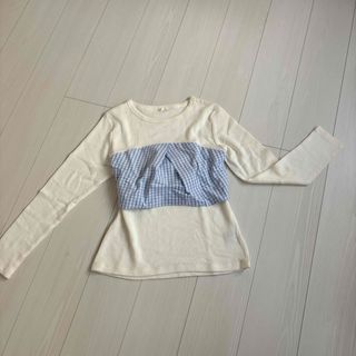 ジーユー(GU)のGU後リボンのボーダーカットソー 長袖(カットソー(長袖/七分))