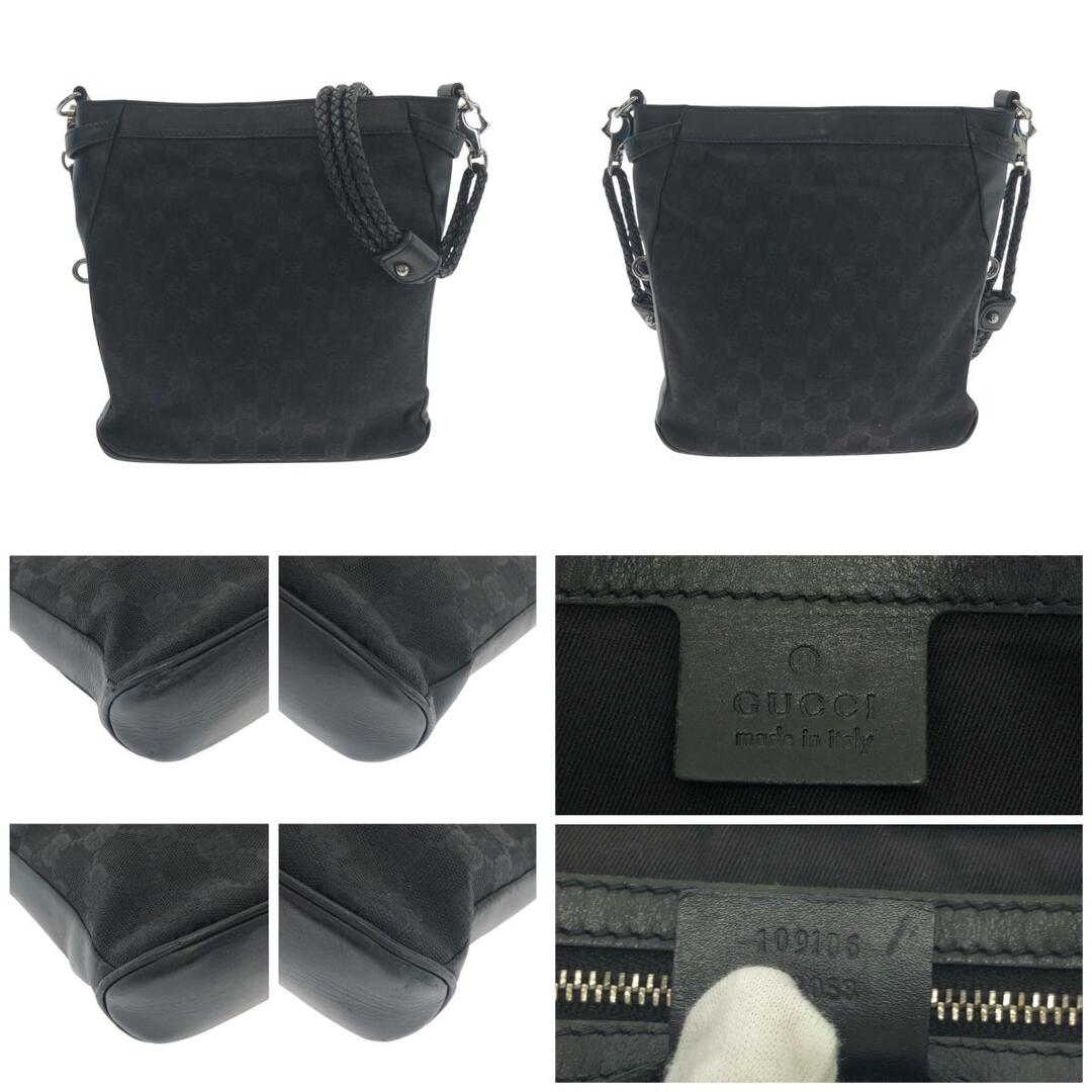 GUCCI - GUCCI グッチ ブラック 黒 シルバー金具 GGキャンバス GUCCI - GUCCI グッチ ブラック 黒 シルバー金具 GGキャンバス