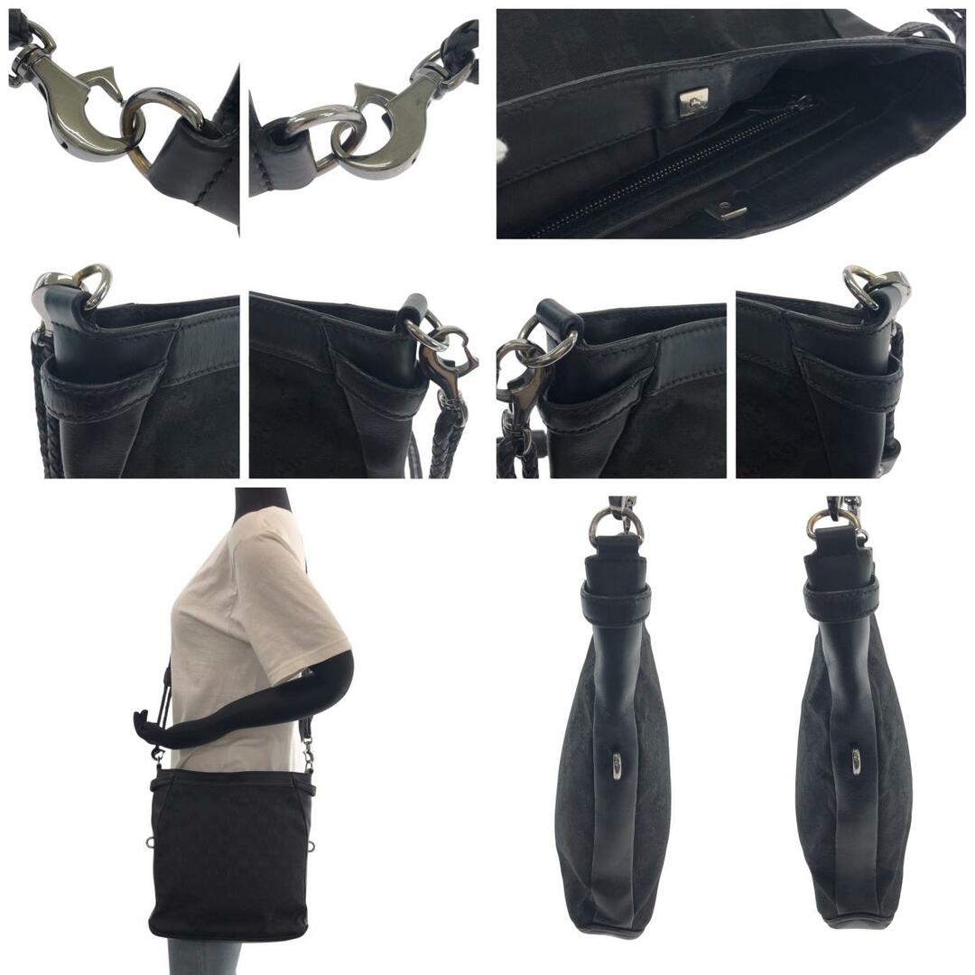 GUCCI - GUCCI グッチ ブラック 黒 シルバー金具 GGキャンバス GUCCI - GUCCI グッチ ブラック 黒 シルバー金具 GGキャンバス