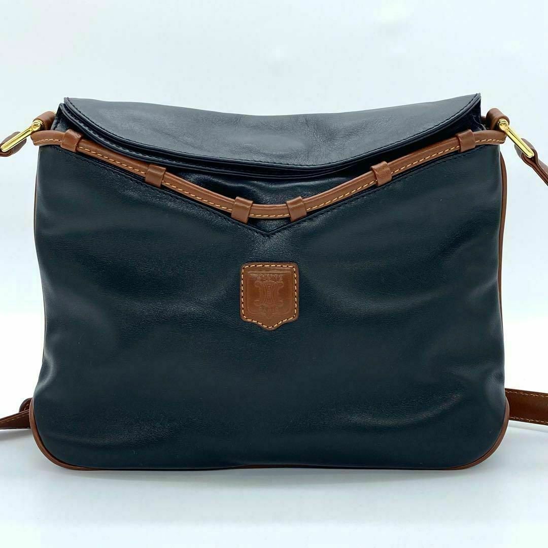 CELINE - CELINE セリーヌ ショルダーバッグ ブラック ブラウン CELINE - CELINE セリーヌ ショルダーバッグ ブラック ブラウン