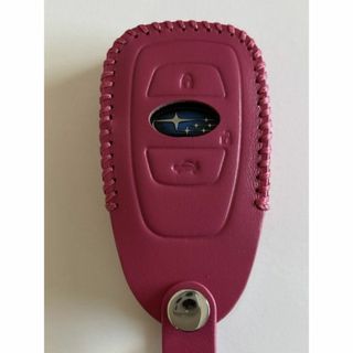 牛革ぴったり収まる レヴォーグ スマートキーケース インプレッサ ローズレッド1(車内アクセサリ)