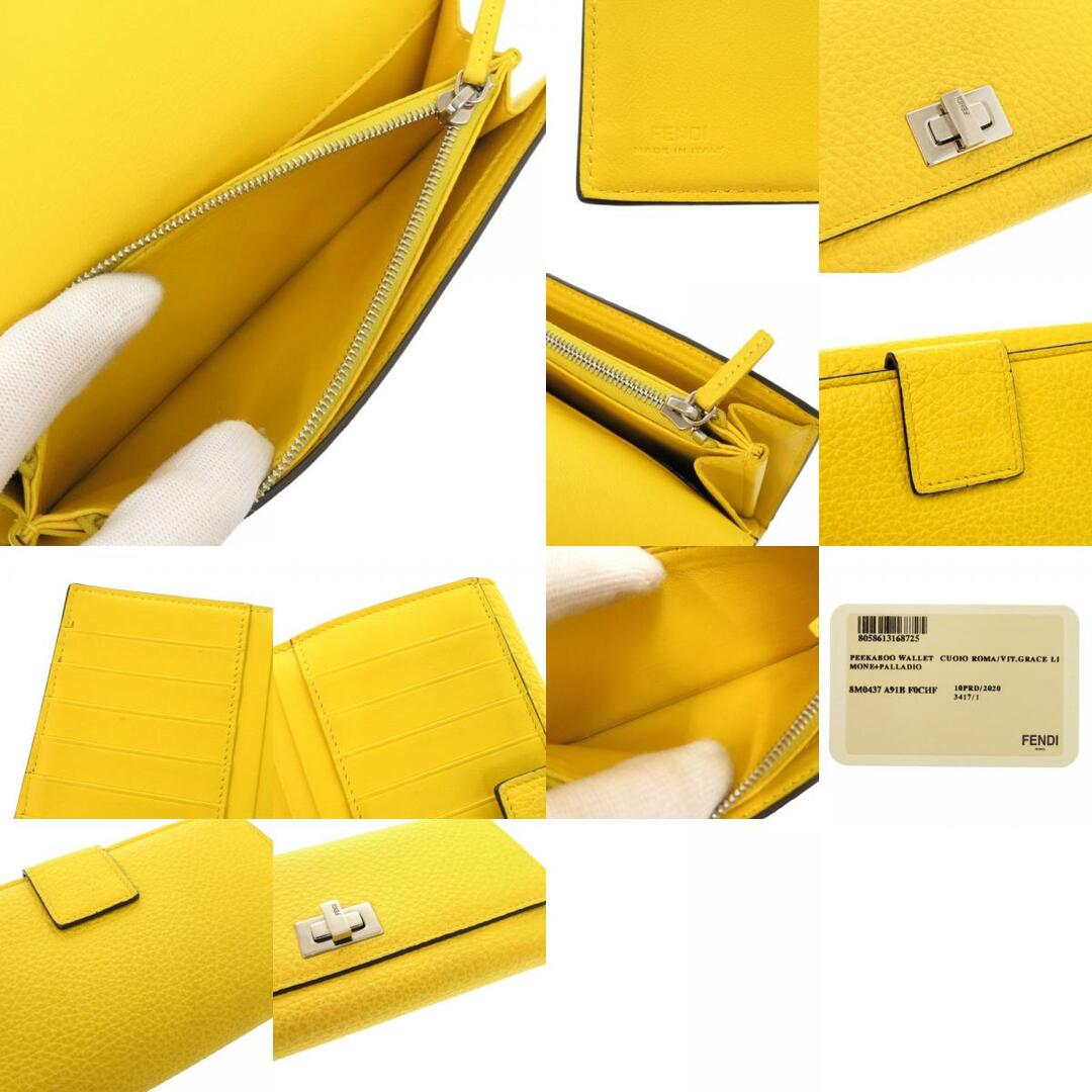 FENDI - フェンディ ピーカブー 8M0437 レザー イエロー 長財布 FENDI - フェンディ ピーカブー 8M0437 レザー イエロー 長財布