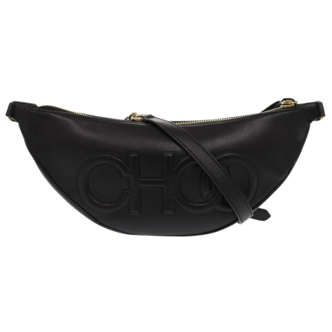 JIMMY CHOO - 美品 ジミーチュウ フェイ レザー ブラック ショルダーバッグ 黒 0666【中古】JIMMY CHOO