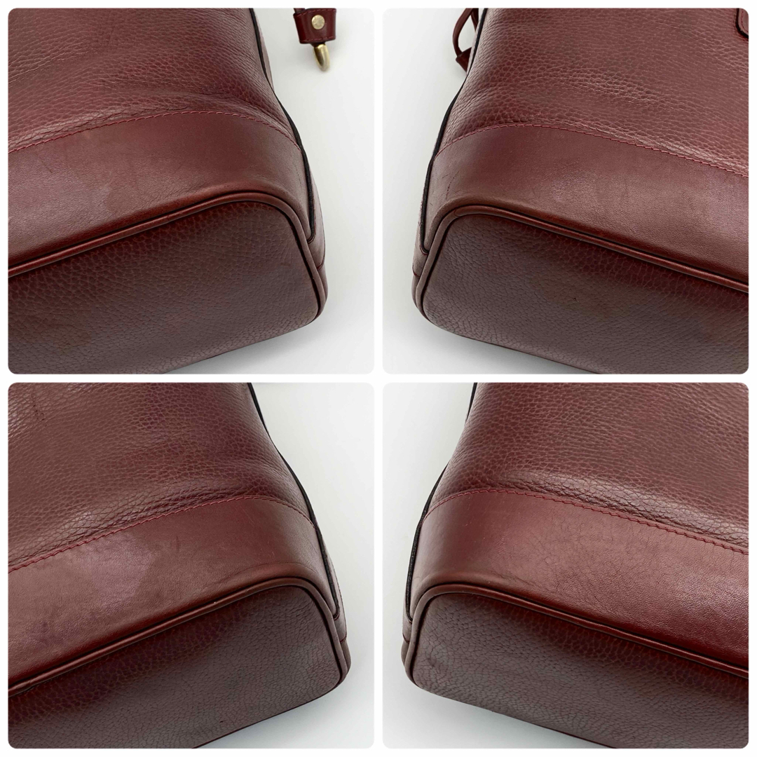 CELINE - CELINE 巾着バッグ トリオンフ型押し ボルドー レザー CELINE - CELINE 巾着バッグ トリオンフ型押し ボルドー レザー