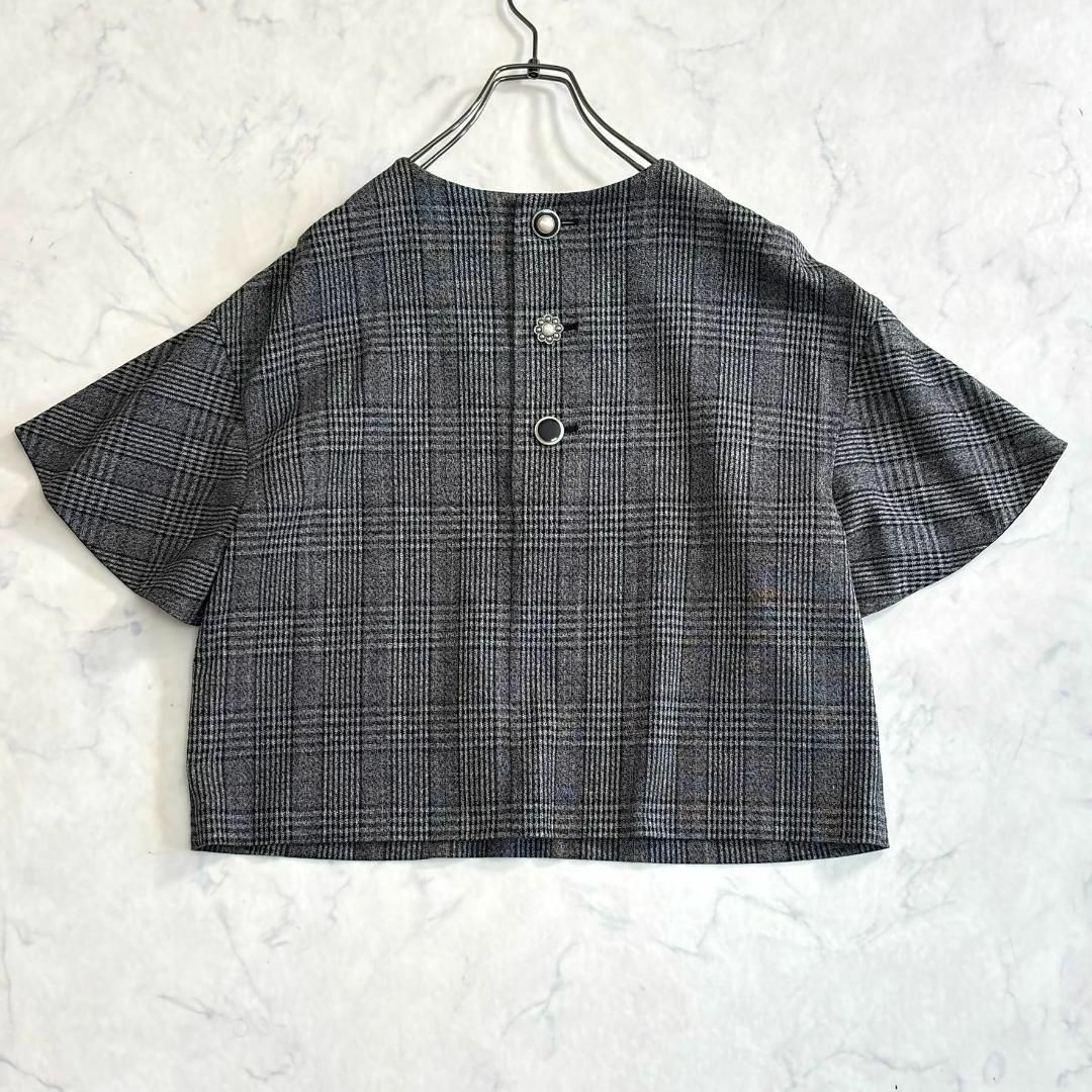 シモンズグランドセール 美品♪アドーア - ADORE 半袖ブラウス フレア グレンチェック シャツ+ブラウス(半袖+袖なし)