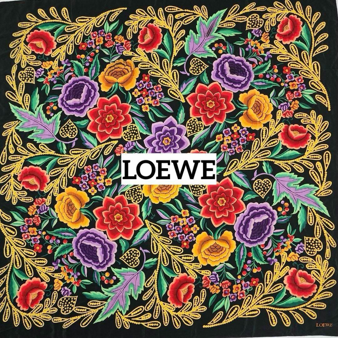 LOEWE - ☆LOEWE☆ スカーフ 大判 花柄 シルク ブラックの通販 LOEWE - ☆LOEWE☆ スカーフ 大判 花柄 シルク ブラックの通販
