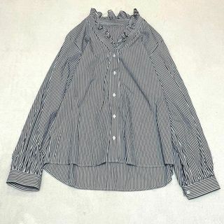 SLOBE IENA - 23ss スローブイエナ【F】Vネックスタンドフリルブラウス ストライプ
