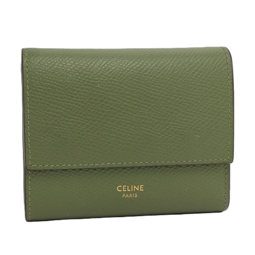 CELINE - CELINE 三つ折り財布 レザー グリーンの通販 by サカイ CELINE - CELINE 三つ折り財布 レザー グリーンの通販 by サカイ