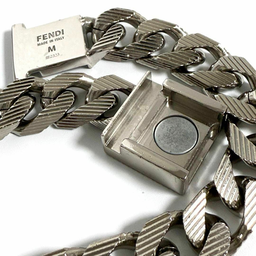 フェンディ メンズ シャドー 喜平 チェーン ブレスレット FENDI - 【美品】フェンディ メンズ シャドー 喜平 チェーン