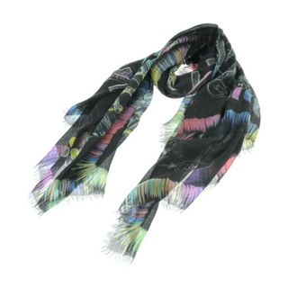 CHANEL - CHANEL シャネル ストール - 黒x水色xグレー系等(総柄 CHANEL - CHANEL シャネル ストール - 黒x水色xグレー系等(総柄
