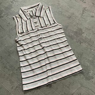 アーヴェヴェ(a.v.v)の【a.v.v standard】(38) ビジュー ボーダー ニット シャツ(シャツ/ブラウス(半袖/袖なし))