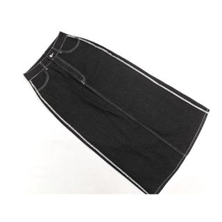 GRL グレイル 配色ステッチ バックスリット デニム タイト スカート sizeS/黒 ■■ レディース(ロングスカート)