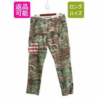ラルフローレン(Ralph Lauren)のデニム&サプライ ラルフローレン 迷彩 カーゴ パンツ メンズ 36 32 ポロ ヴィンテージ 加工 リップストップ ストレート ミリタリー 星条旗(スラックス)