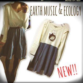 アースミュージックアンドエコロジー(earth music & ecology)の新品‼ベルト付/定価4998フリルワンピ(ひざ丈ワンピース)