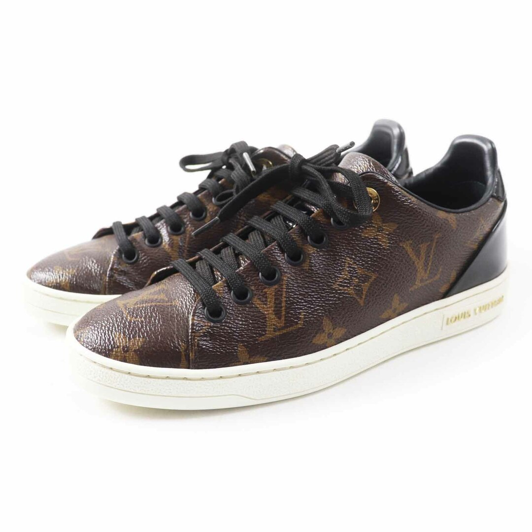 LOUIS VUITTON - 美品◎LOUIS VUITTON ルイヴィトン フロントローライン モノグラムキャンバス パテントレザー スニーカー ブラウン 35.5 箱・保存袋付き イタリア製 レディース