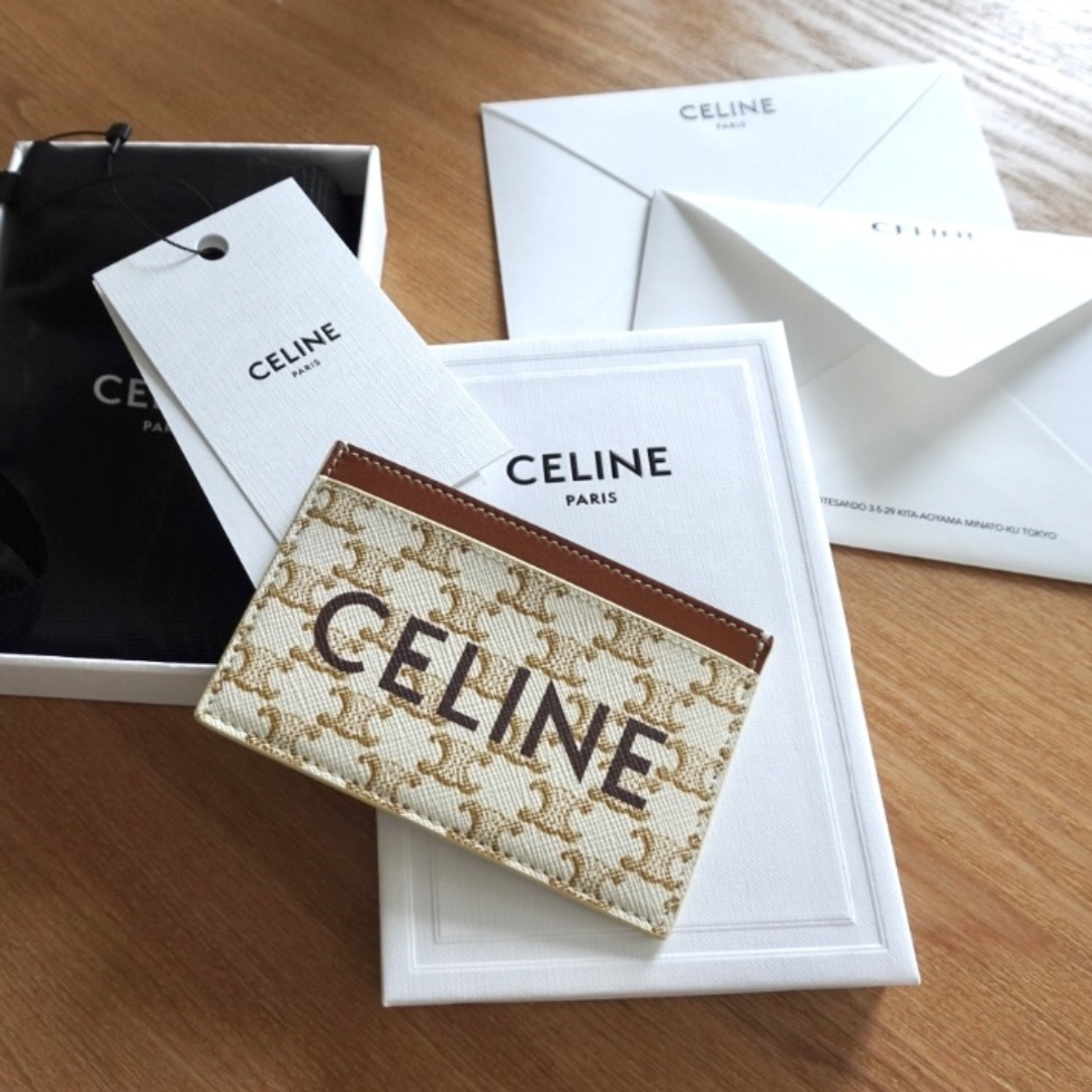 CELINE - CELINE カードケース ホワイト/ブラウン