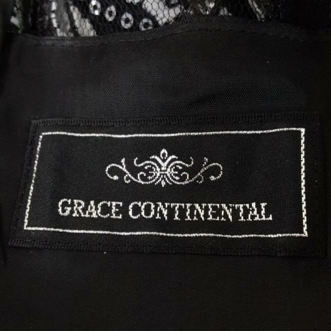 GRACE CONTINENTAL(グレースコンチネンタル)のGRACE CONTINENTAL(グレースコンチネンタル) ワンピース サイズ36 S レディース美品  - 黒×ライトグレー クルーネック/ノースリーブ/ひざ丈/スパンコール/フラワー(花)/メッシュ レディースのワンピース(その他)の商品写真