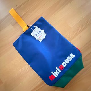 ミキハウス(mikihouse)の【新品未使用】MIKI HOUSE シューズバッグ 青・緑(シューズバッグ)