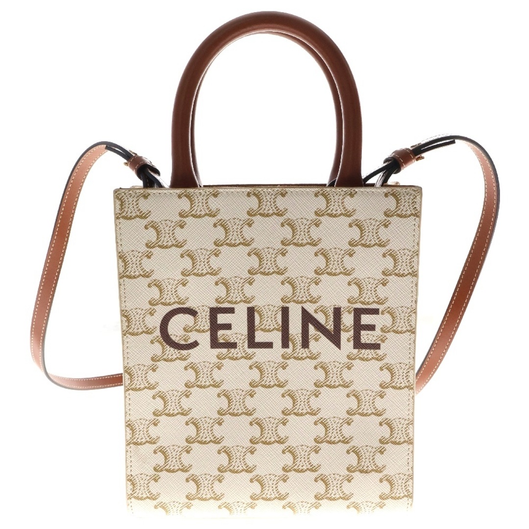 CELINE - CELINE セリーヌ トリオンフ ミニ バーティカル 2Way ショルダーバッグ ホワイト/ベージュ 194372