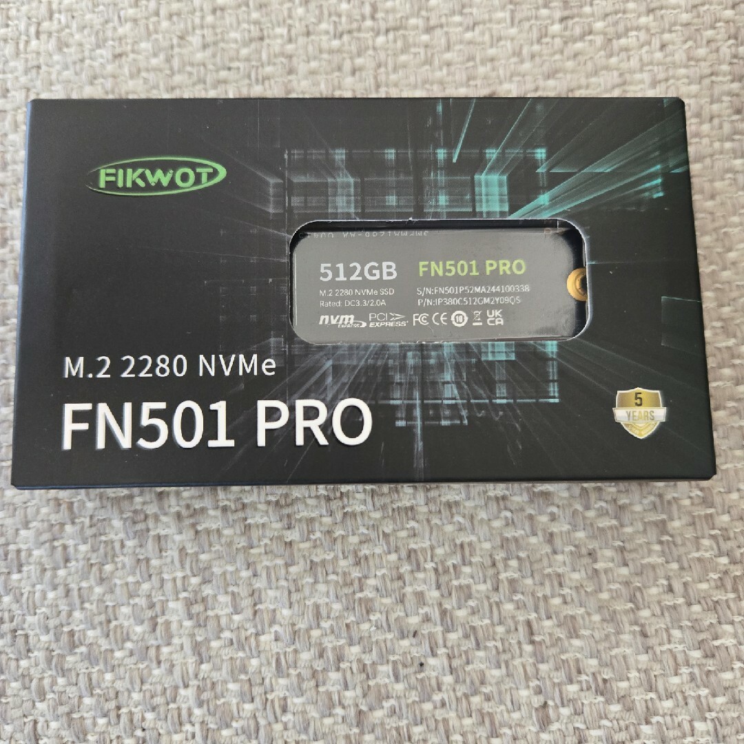 新品 NVMe SSD 512GB M.2 2280 fn501 pro スマホ/家電/カメラのPC/タブレット(PCパーツ)の商品写真
