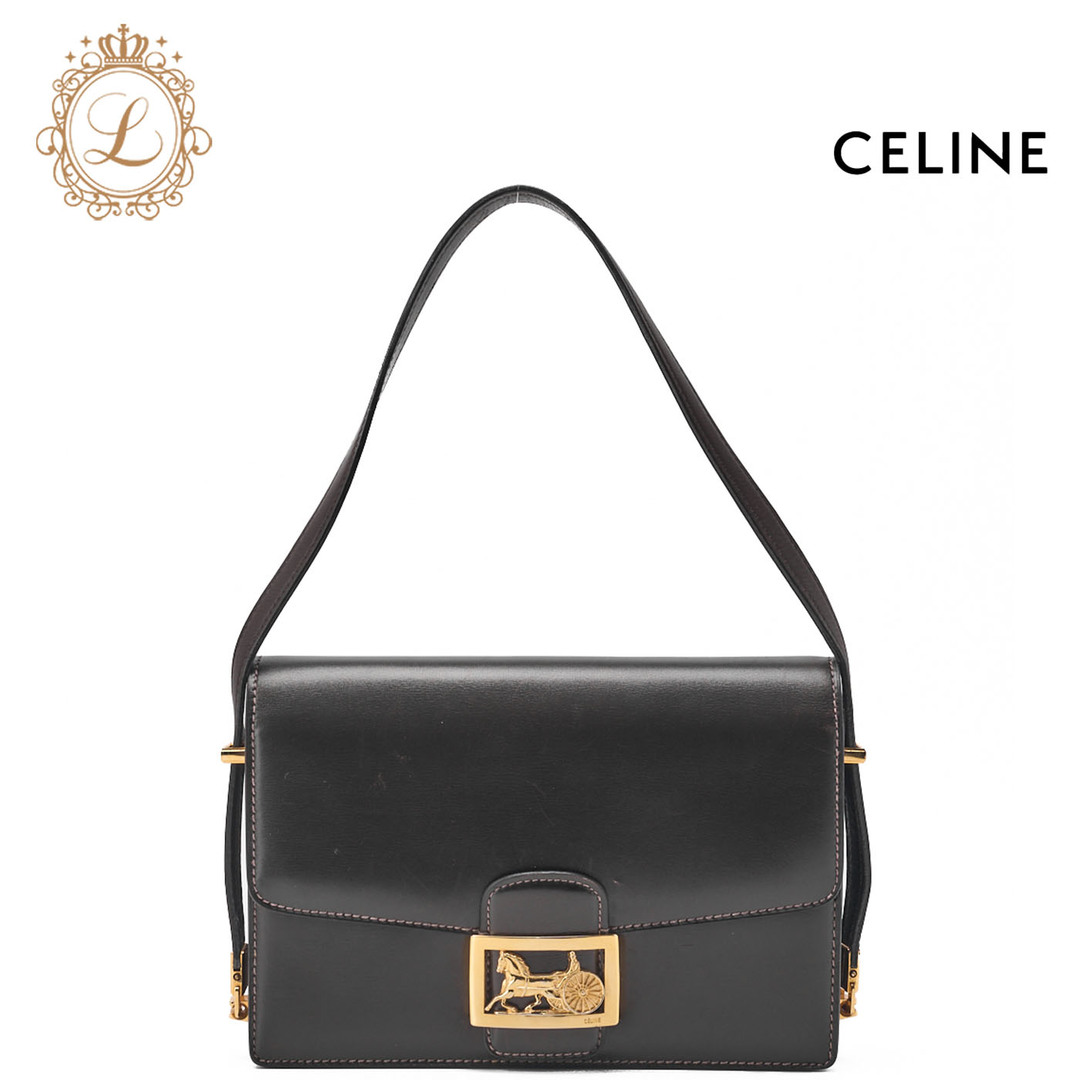CELINE - CELINE セリーヌ ショルダーバッグ 馬車 カーフスキン CELINE - CELINE セリーヌ ショルダーバッグ 馬車 カーフスキン