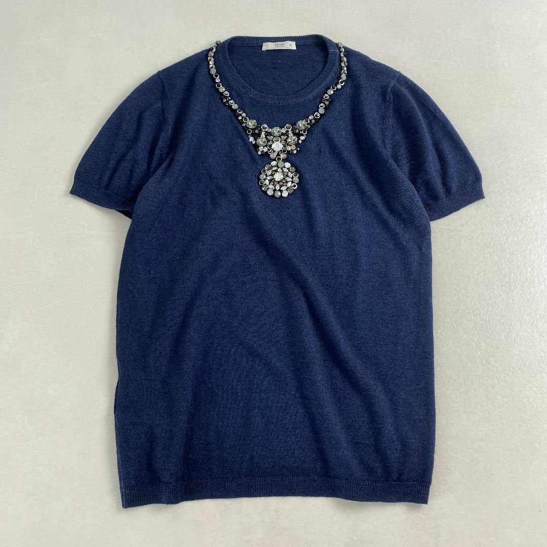PRADA - プラダ　半袖ニット　春夏におすすめ PRADA 高級 シルク ビジュー イタリア