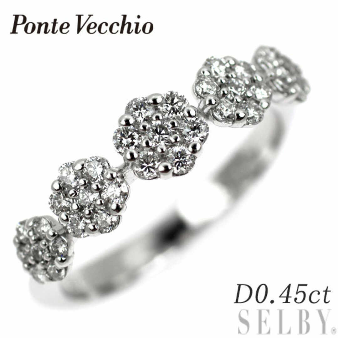 【代引き不可】 ダイヤモンド K18WG ポンテヴェキオ リング フラワー 0.45ct アクセサリー